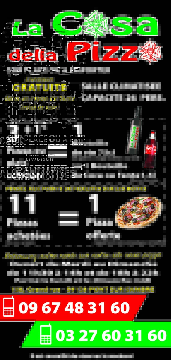 carte à emporter casa della pizza 042017